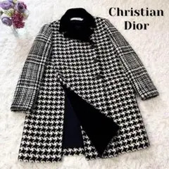 極美品 Christian Dior 現行♡千鳥格子×チェック ツイードコート