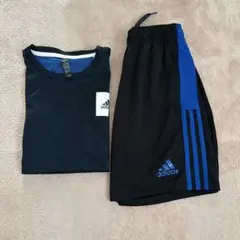 「子供サイズ」adidas ジャージセット 黒/青