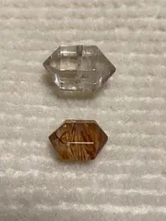 ルチル　水晶　天然石パーツ　２点セット