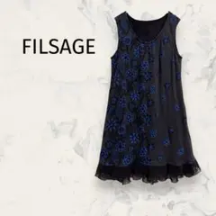 FILSAGE ノースリーブチュニック シアー 花柄刺繍 フレア フリル 日本製