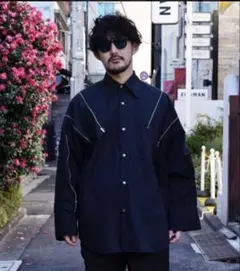 ALMOSTBLACK 18ss ZIP DESIGN SHIRT