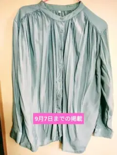 ライトブルー プリーツデザイン シャツ M