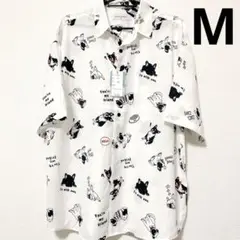 ＊新品＊　パグ　ブルドッグ　フレンチブル　半袖シャツ　Mサイズ　総柄　ペット　白