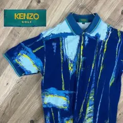 KENZO ケンゾーゴルフ 半袖　ポロシャツ ブルー　刺繍　バイカラー　サイズ3