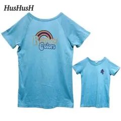 【ハッシュアッシュ】半袖Tシャツ　L　バックプリント　ブルー系