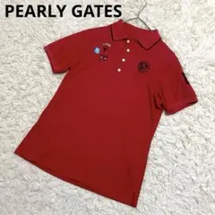美品✨ パーリーゲイツ ポロシャツ 刺繍ワッペン 半袖 赤 サイズ4