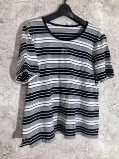 Leilian ストライプ 半袖Tシャツ 星刺繍　レリアン　トップス　カットソー