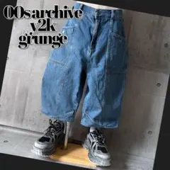 y2k denim half bush pants gimmick grunge