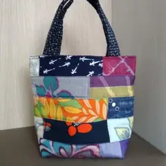 【一点のみ】ハンドメイド　リメイクバッグ　トートバッグ　銘仙　古裂　アンティーク