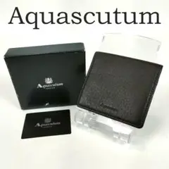 未使用級 Aquascutum アクアスキュータム コンパクト コインケース 黒