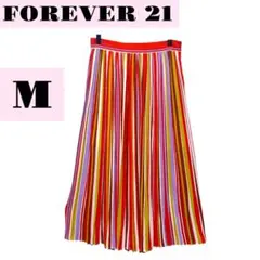 【フォーエバー21】　【美品】 マルチストライプ ロングスカート M フレア