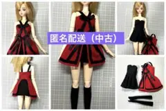 【匿名配送】ジェニー・オビツ27女性M胸に★赤×黒の重ね着ワンピースA★中古
