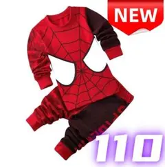 ⭐新品⭐スパイダーマン キッズパジャマ 上下セット 長袖 赤黒 綿 110cm