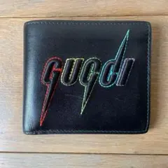 GUCCI グッチ 稲妻 イナズマ サンダー 刺繍 立体 本革 財布 サイフ