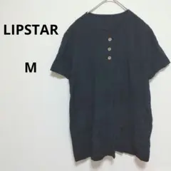 LIPSTAR ブラック 半袖 ボタン付きシャツ М Aライン 涼やか
