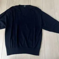 【美品】ユニクロ　ウール100% セーター　ネイビー　M