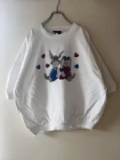 No.4165 US古着うさぎ スウェット トレーナー ゆるだぼ レトロプリント