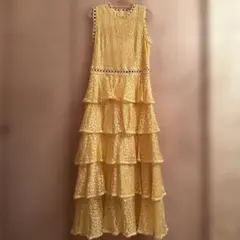 イエローレースフリルワンピース