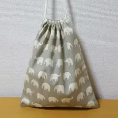 【再販】40×35㌢　グレーぞうさん巾着袋L