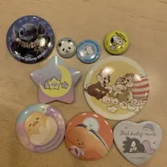 金属製バッジ用ピンセット（星型・ハート型・円形）　9個 いろいろなキャラクター