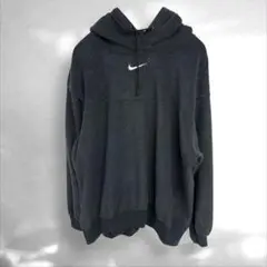 B3》Nikeナイキ　タオル生地　ユニセックス フード付きパーカー　ブラックM
