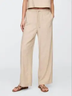 ✨未使用品✨GAP ミッドライズ リネンブレンド プルオンワイドパンツ ベージュ