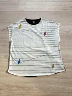 美品　グラニフ　鳥刺繍 半袖Tシャツ　インコ　フレンチスリーブ　鳥カゴ