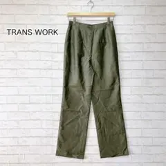 【美品】タグ付き TRANS WORK セミワイドパンツ ゆったり（11号／L）