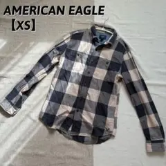 American Eagle チェックシャツ 長袖グレー ベージュ 黒 XS