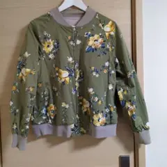 『スーパーハッカボーク』刺繍＆花柄リバーシブルブルゾンダブルジップフリーサイズ