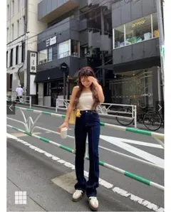 GRL ピンタックフレアデニムパンツ XS インディゴ