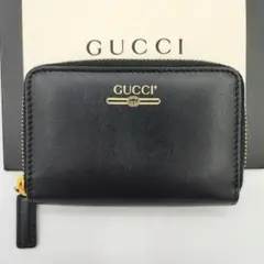 未使用に近い✨GUCCI ヴィンテージロゴ コインケース ラウンドファスナー 黒