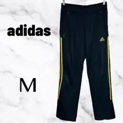 【adidas】スポーツジャージパンツ　ウエストゴム紐　スリーストライプス　金黒