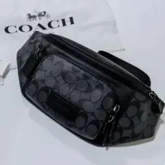 COACH ボディバッグ ユニセックス PVC レザー 総柄 ブラック