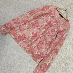 BANANA REPUBLIC 水彩柄カーディガン ピンク M 総柄 オシャレ