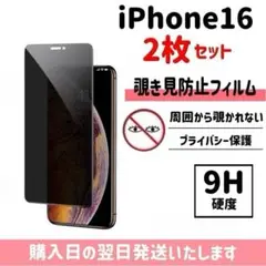 【2枚セット】iPhone16 保護フィルム 覗き見防止 ガラスフィルム