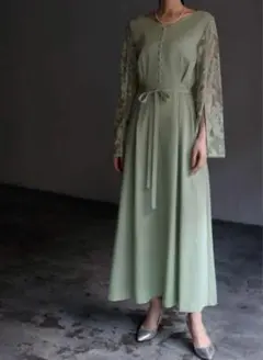 GIRL フロントボタンバックカシュクールレーススリット結婚式パーティードレス