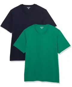 大特価⭐ 2枚組 Tシャツ Vネック 半袖 メンズ グリーン ネイビー XS