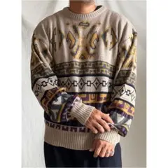 古着 ニット セーター 90s レトロ ヨーロピアン ビッグシルエット メンズ長