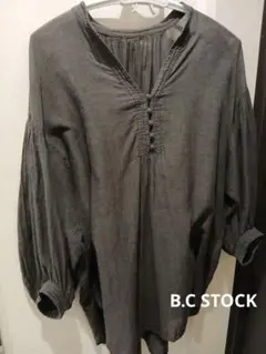 シンプリシテェ B.C STOCK フロントボタンシャンブレーブラウス グレー