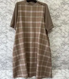 CROCODILE チェック五分袖ワンピース　M