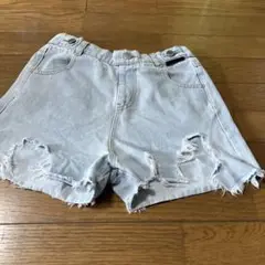 ライトブルー ダメージデニムショートパンツ