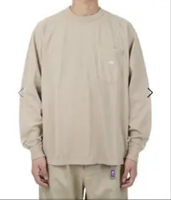 7oz Long Sleeve Pocket Tee - BEIGE