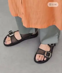 【FABIO RUSCONI】メッシュ サンダル ブラック 38