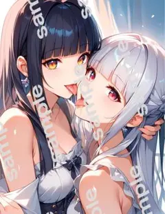 a4ポスター　AIイラスト 美女 レズ　百合　アート　AI 女の子　高クオリティ