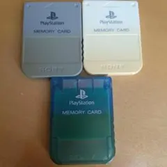 動作確認・データ削除済★PS1用SONY純正メモリーカード色違い3枚セット②
