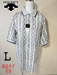 未使用タグ付きDESCENTE GOLF ポロシャツ　Lサイズ大きめ　メンズ総柄