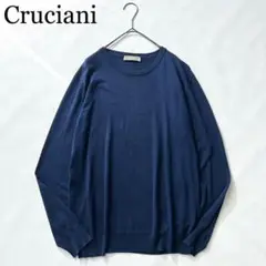 2128Z美品 クルチアーニ コットンシルクニット紺 M メンズ
