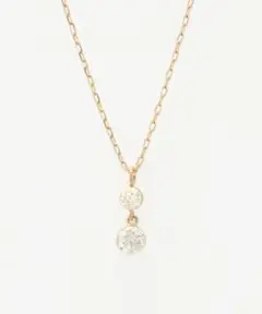 【agete】K18ダイヤモンドネックレス 0.15ct 2連 ドロップ