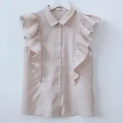 SNIDEL フリルノースリーブシャツ ベージュ
